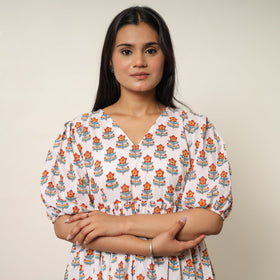 White - sanganeri block printed cotton co-ord set 29