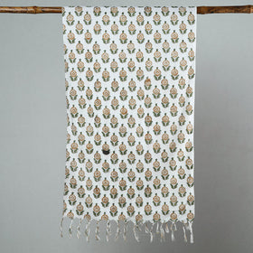 Buy Sanganeri Block Printed Cotton Stole with Tassels 146 Online at iTokri.com
