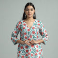 White - sanganeri block printed cotton straight kurta