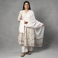 Sanganeri printing cotton kurta with palazzo & dupatta set