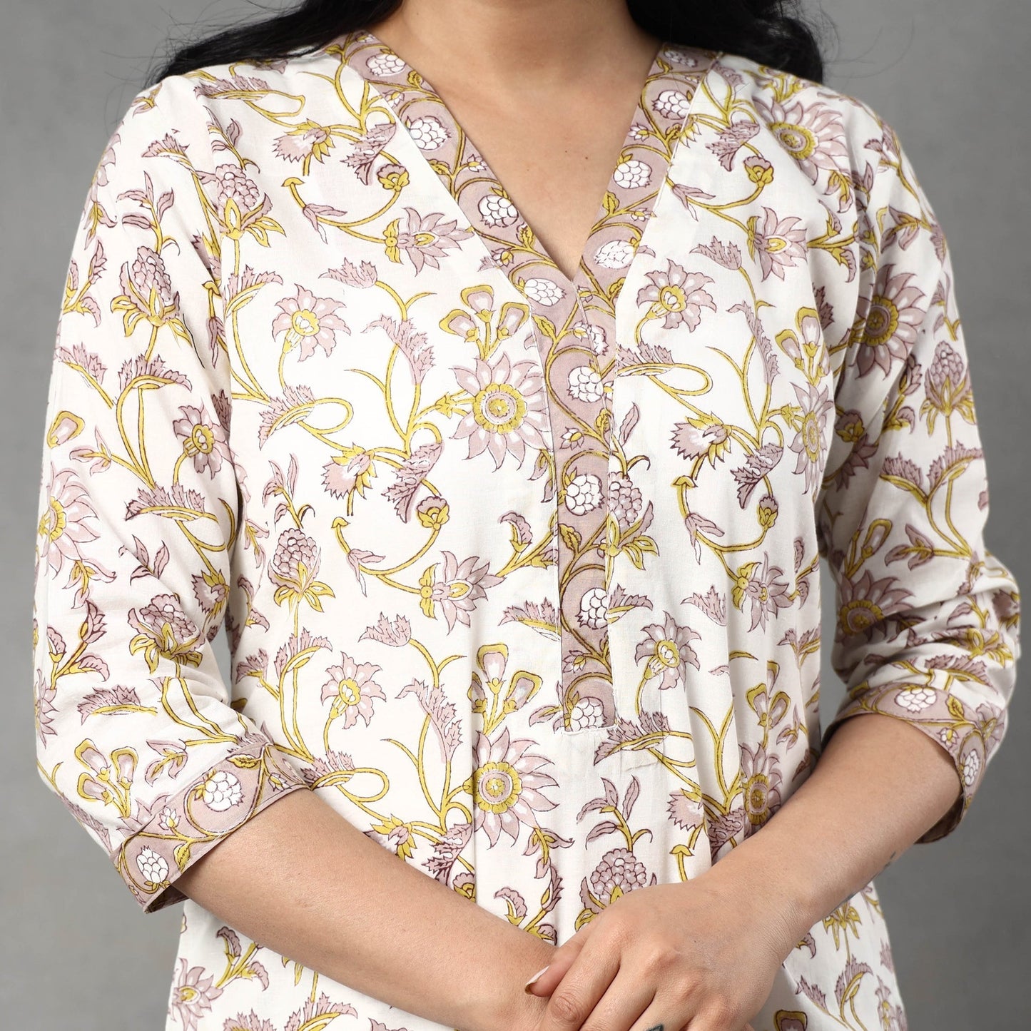 Sanganeri printing cotton kurta with palazzo & dupatta set