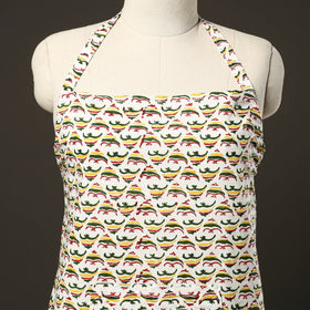 White - sanganeri cotton apron with pocket 04 - handcrafted