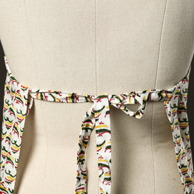 White - sanganeri cotton apron with pocket 04 - handcrafted