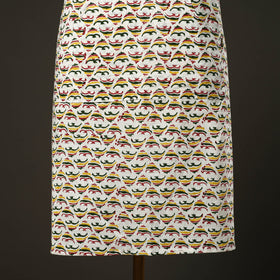 White - sanganeri cotton apron with pocket 04 - handcrafted