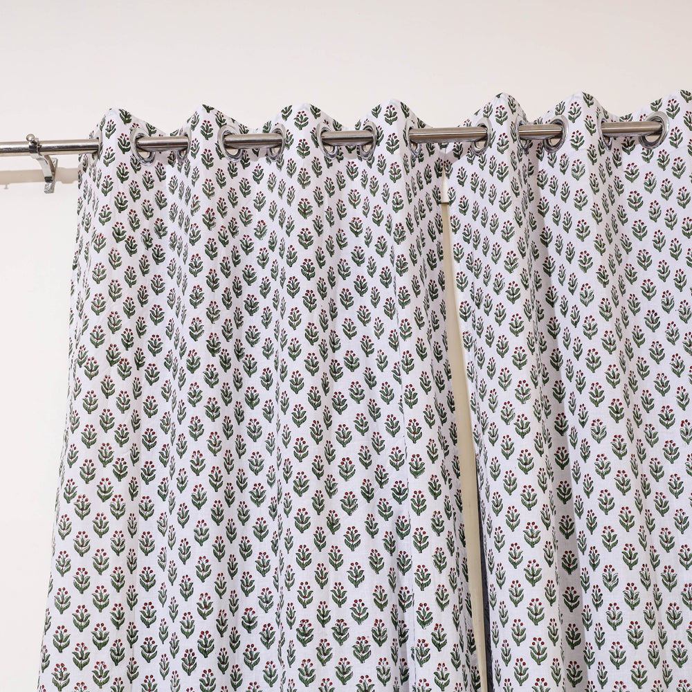 White - sanganeri cotton door curtain (7 x 3.2 feet)