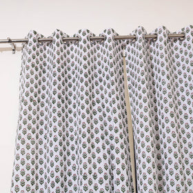 White - sanganeri cotton door curtain (7 x 3.2 feet)