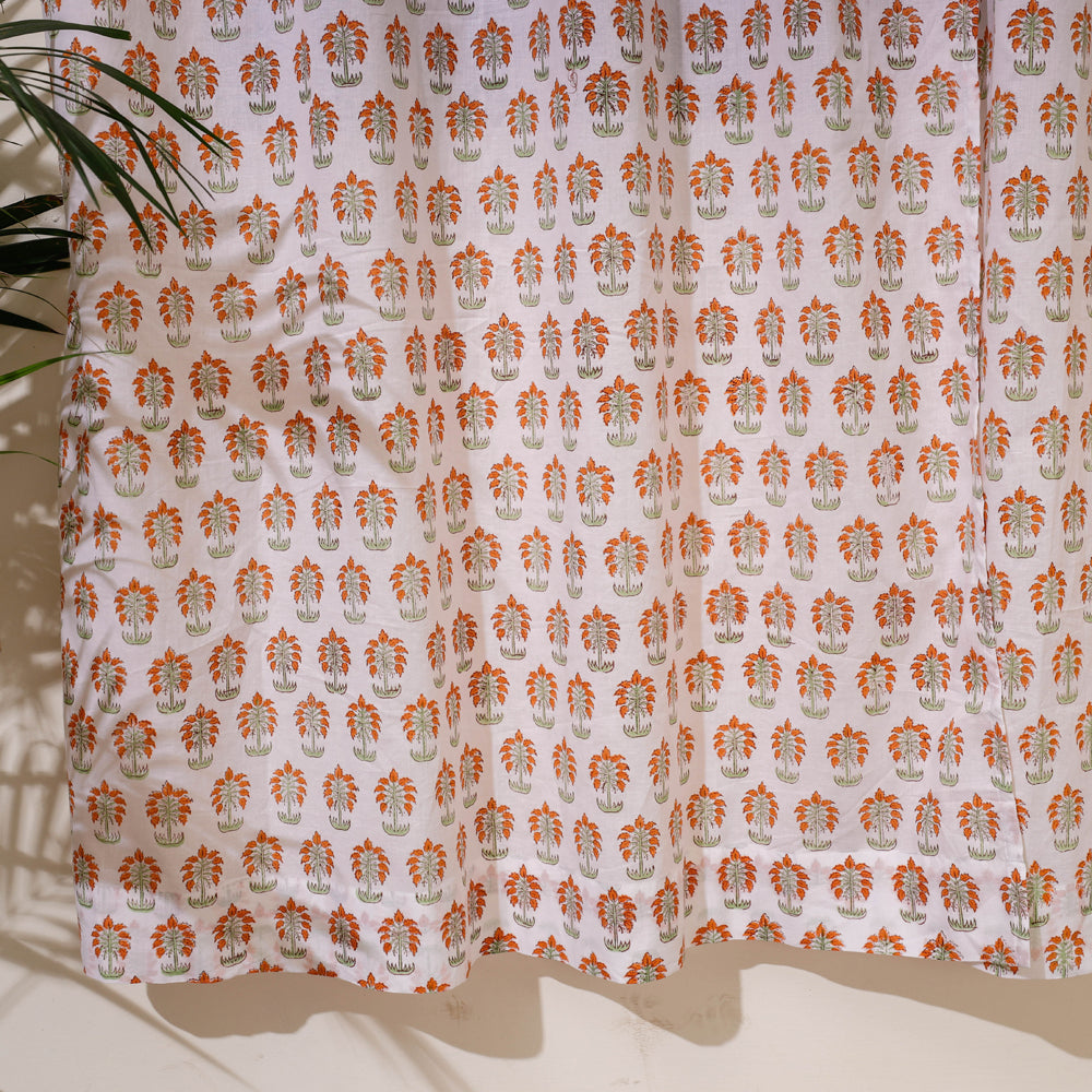 White - sanganeri cotton door curtain (7 x 3.2 feet)