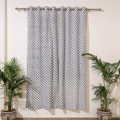 White - sanganeri cotton door curtain (7 x 3.2 feet)