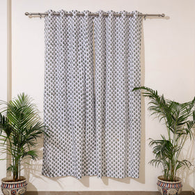 White - sanganeri cotton door curtain (7 x 3.2 feet)