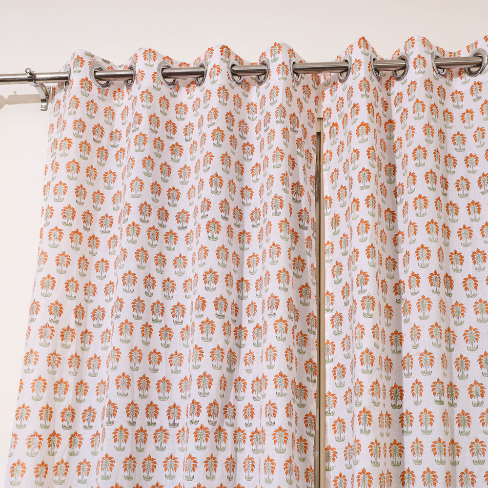 White - sanganeri cotton door curtain (7 x 3.2 feet)