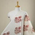  White Sanganeri Block Print Cotton Fabric