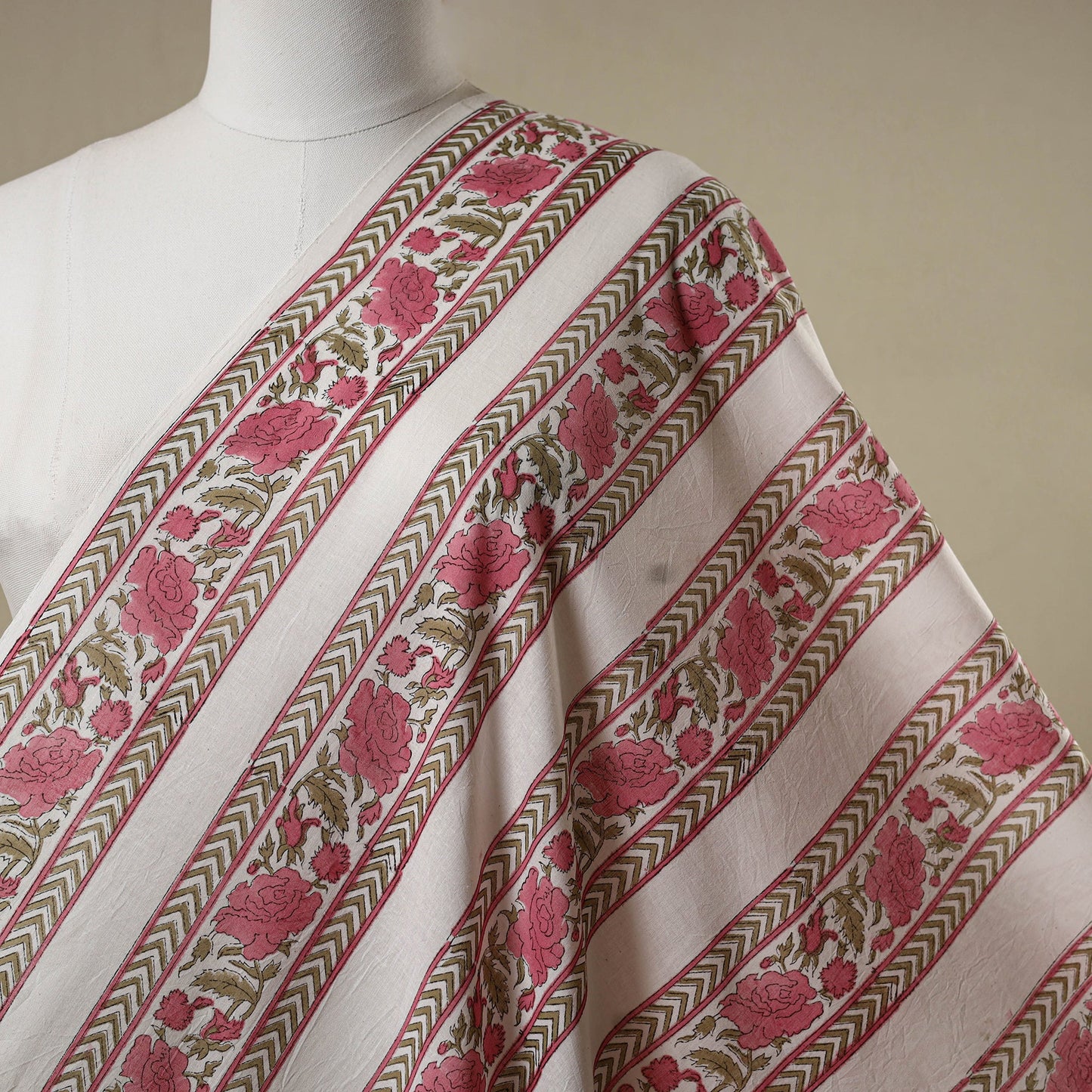 White - sanganeri cotton fabric 13 - handcrafted