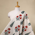 Buy White Sanganeri Block Print Cotton Fabric