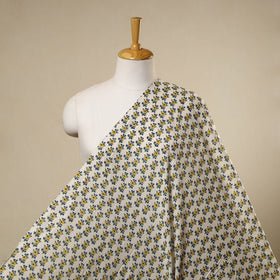 White Sanganeri Block Print Cotton Fabric