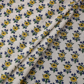 White Sanganeri Block Print Cotton Fabric