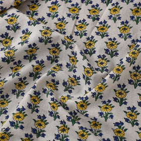 White Sanganeri Block Print Cotton Fabric