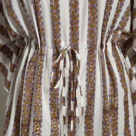 White Sanganeri Block Print Cotton Kaftan (Medium) 