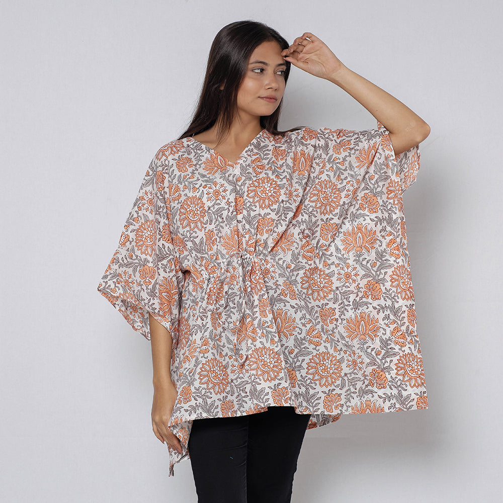Sanganeri Block Print Cotton Kaftan (Short)