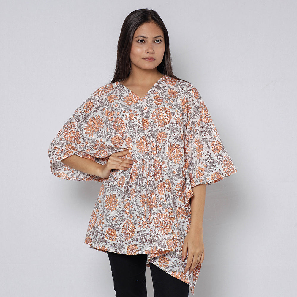 Sanganeri Block Print Cotton Kaftan (Short)