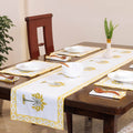 White Sanganeri Print Cotton Table Runner with Mats & Napkins
