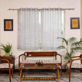 White - sanganeri cotton window curtain (5 x 3.3 feet)