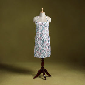 White - sanganeri hand block print apron with pocket 41