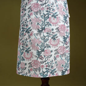 White - sanganeri hand block print apron with pocket 41