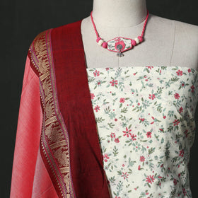 Sanganeri hand block print cotton 2pc unstitched dress