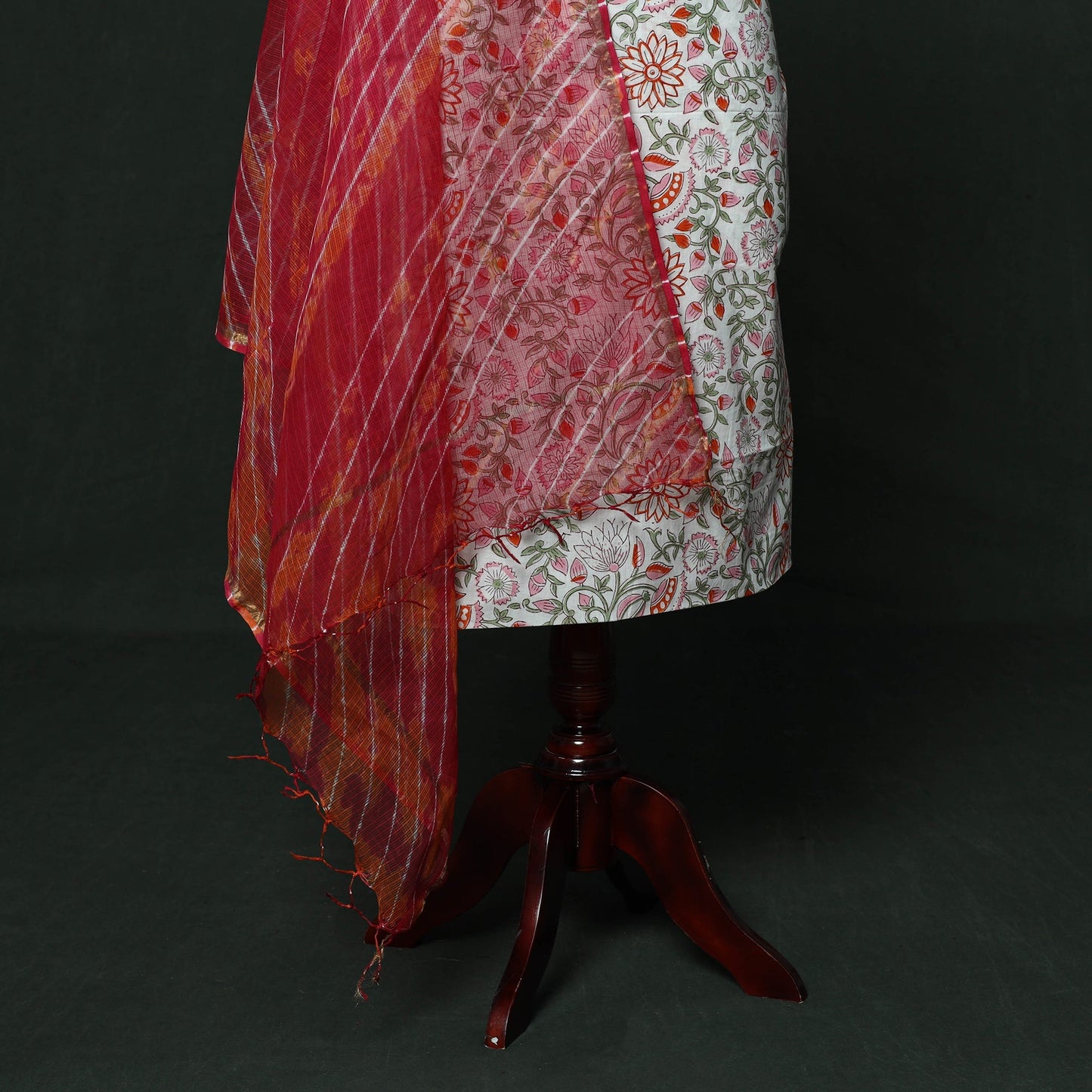 Sanganeri hand block print cotton 2pc unstitched dress