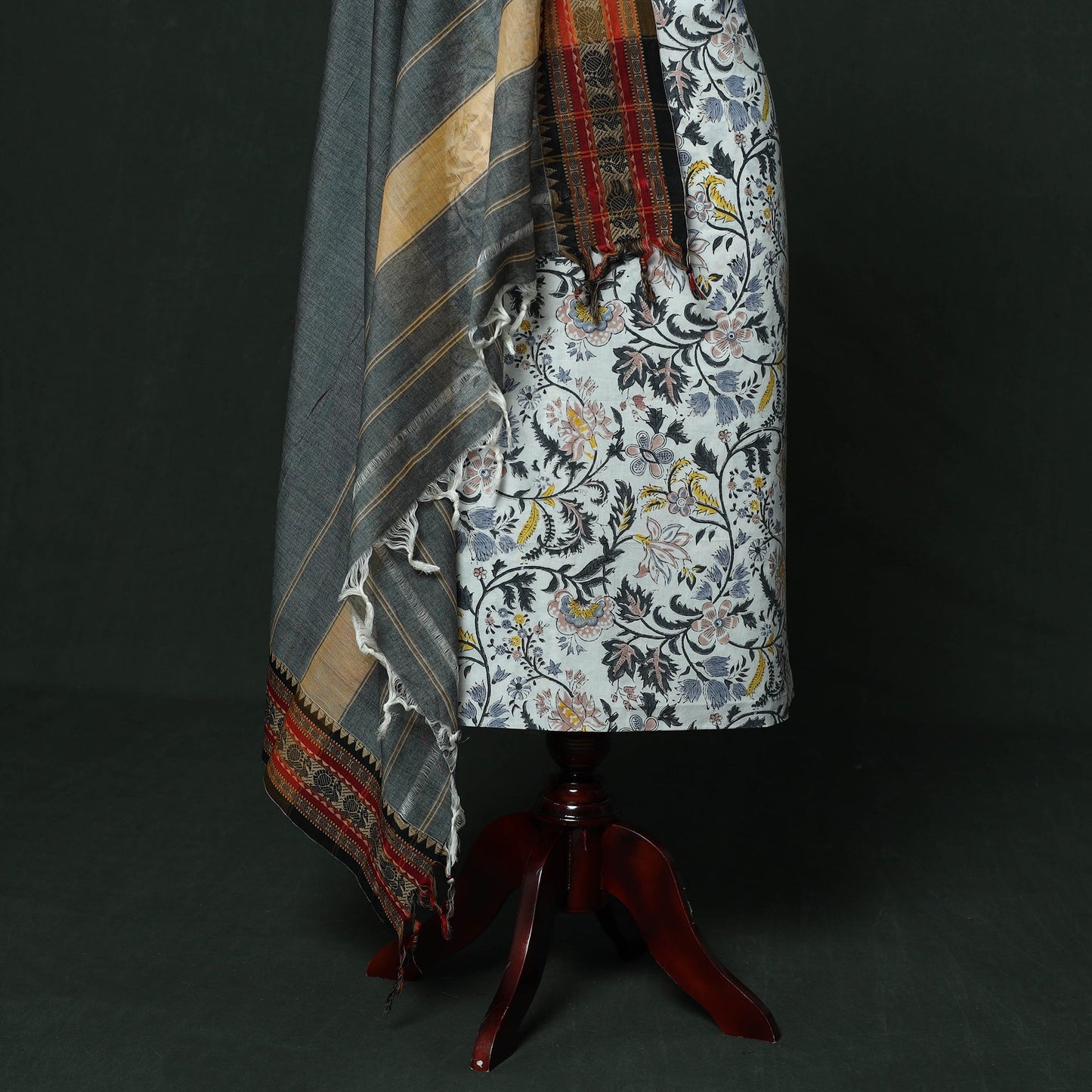 Sanganeri hand block print cotton 2pc unstitched dress