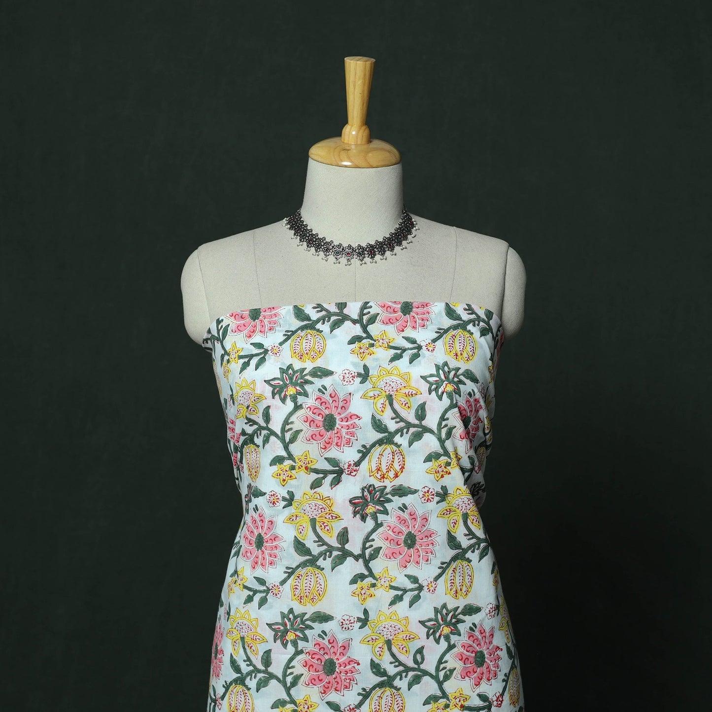 Sanganeri hand block print cotton 2pc unstitched dress