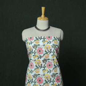 Sanganeri hand block print cotton 2pc unstitched dress