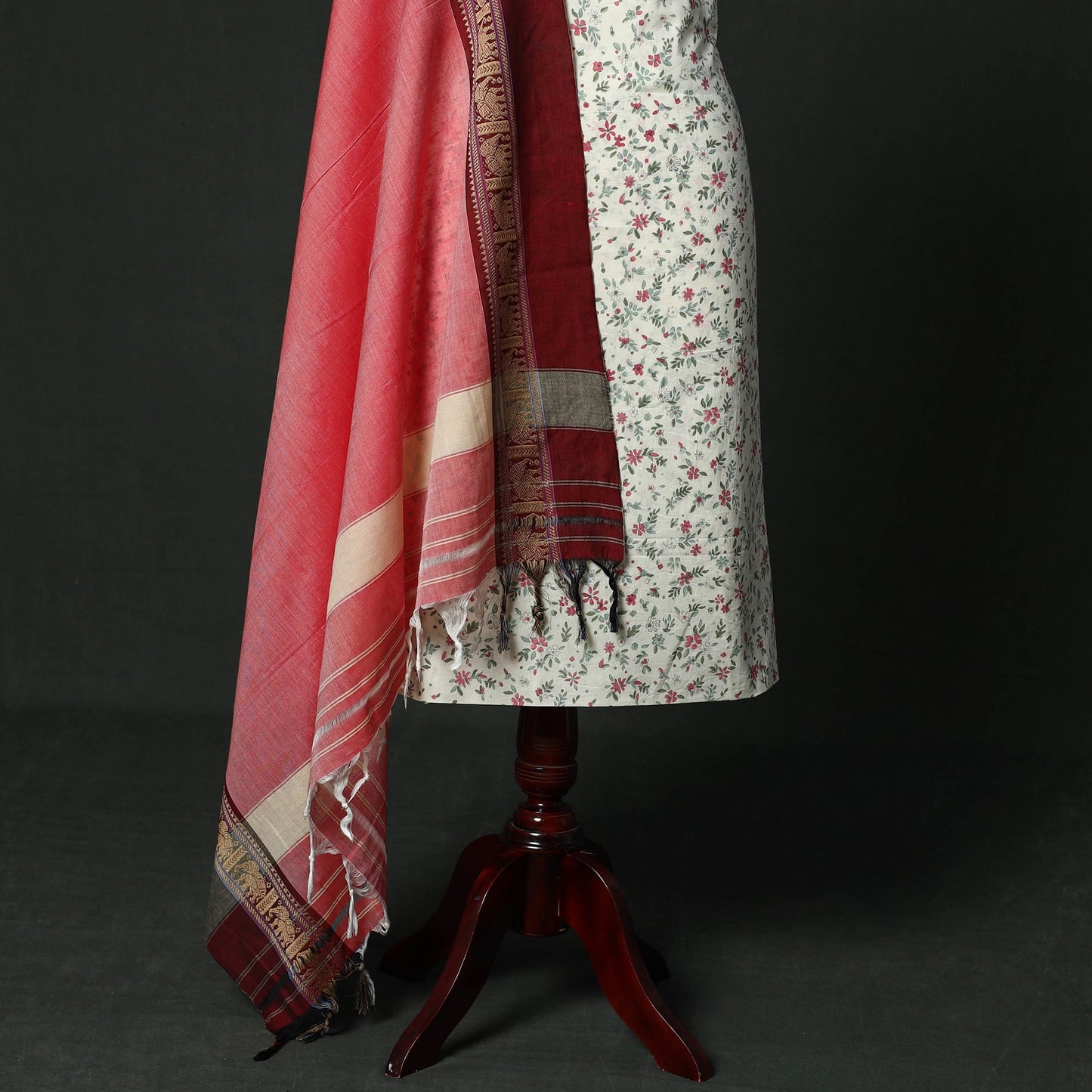 Sanganeri hand block print cotton 2pc unstitched dress