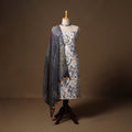White - sanganeri hand block print cotton 2pc unstitched