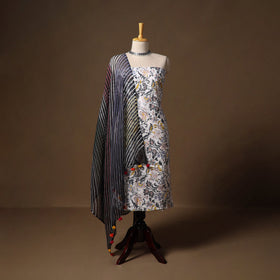 White - sanganeri hand block print cotton 2pc unstitched