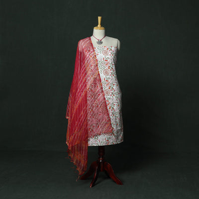 Sanganeri hand block print cotton 2pc unstitched dress