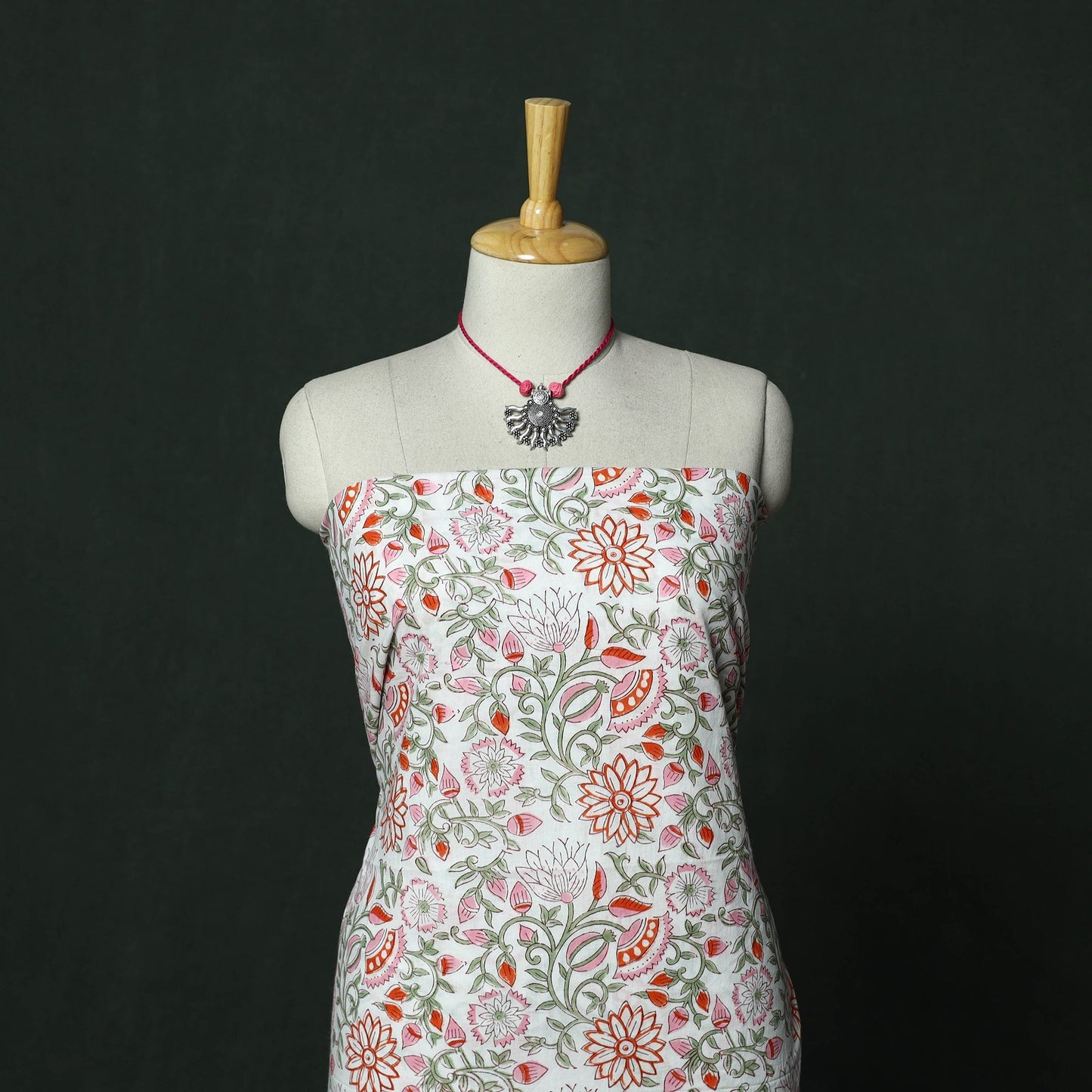 Sanganeri hand block print cotton 2pc unstitched dress