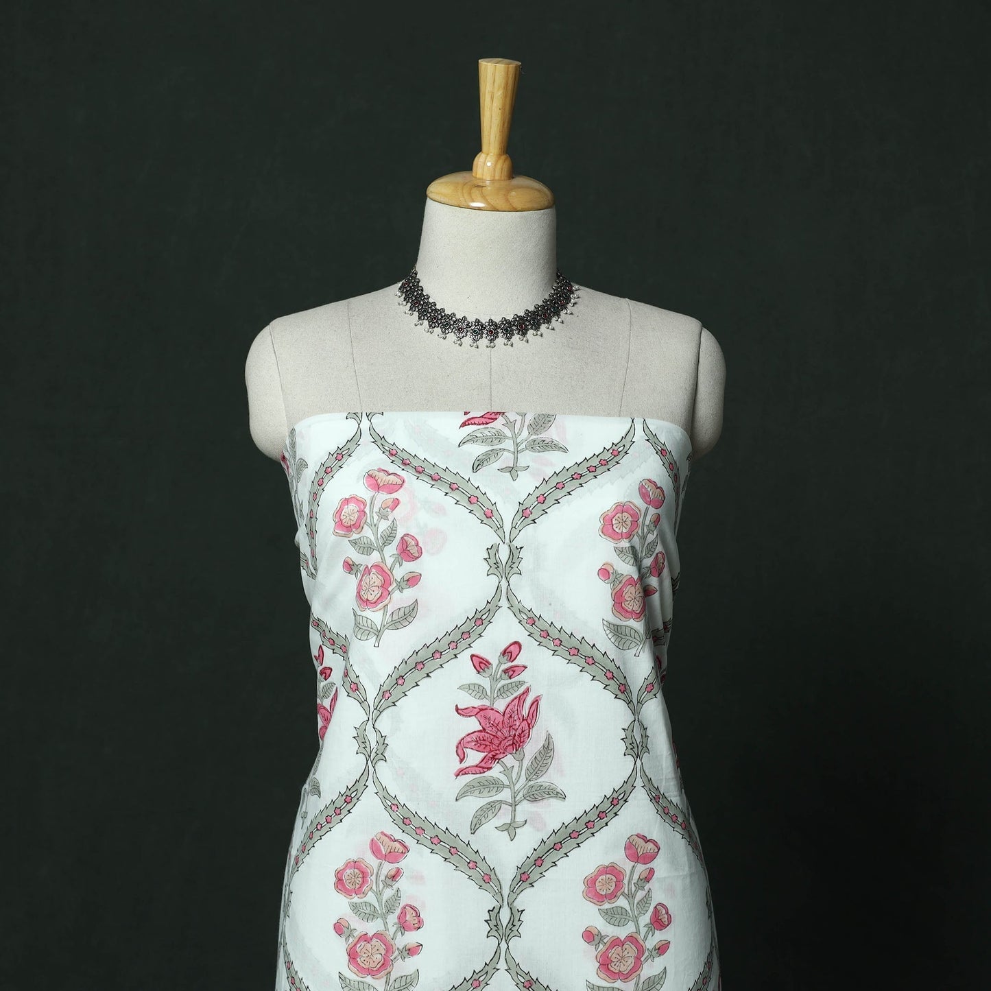 Sanganeri hand block print cotton 2pc unstitched dress