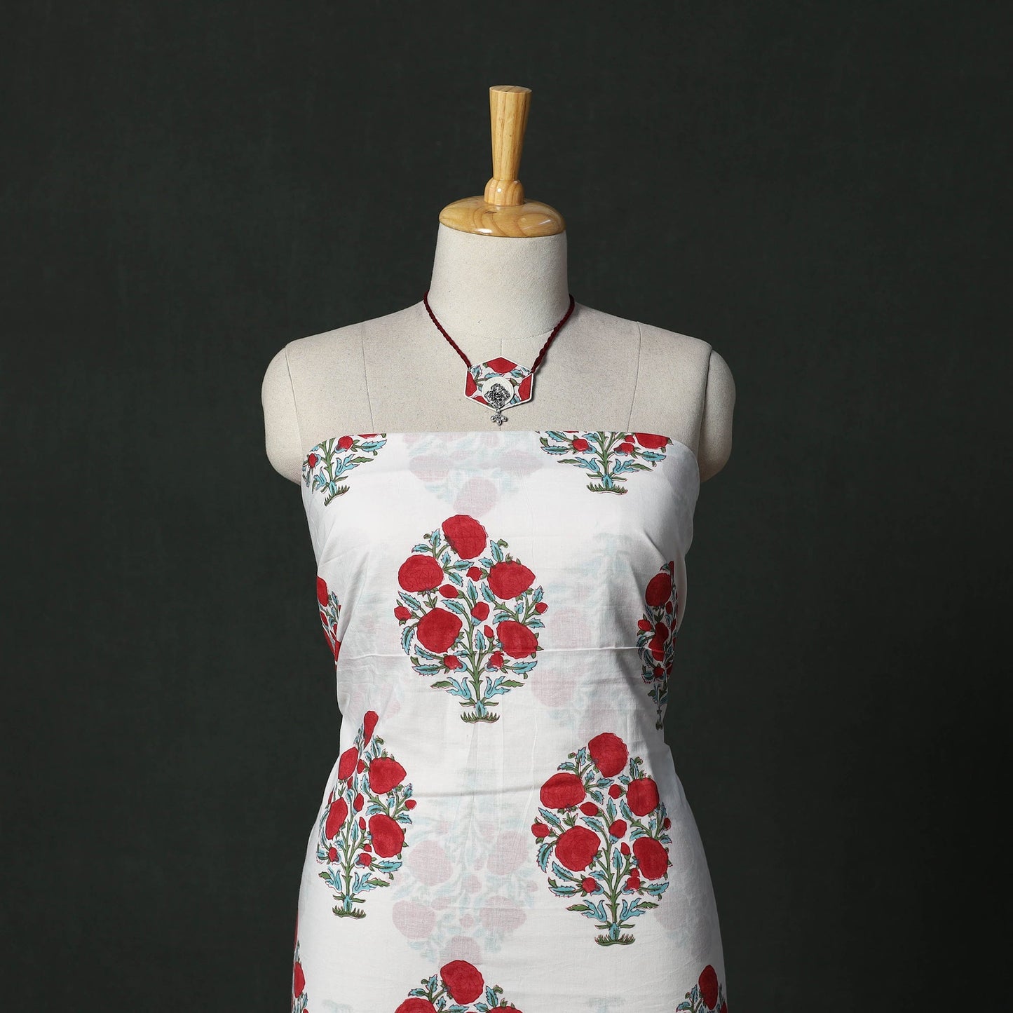 Sanganeri hand block print cotton 2pc unstitched dress