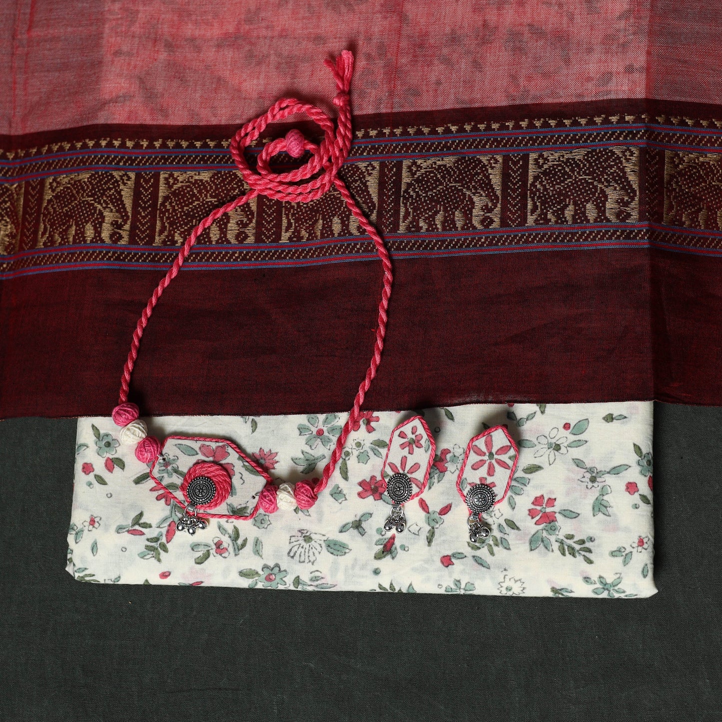 Sanganeri hand block print cotton 2pc unstitched dress