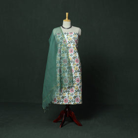 Sanganeri hand block print cotton 2pc unstitched dress