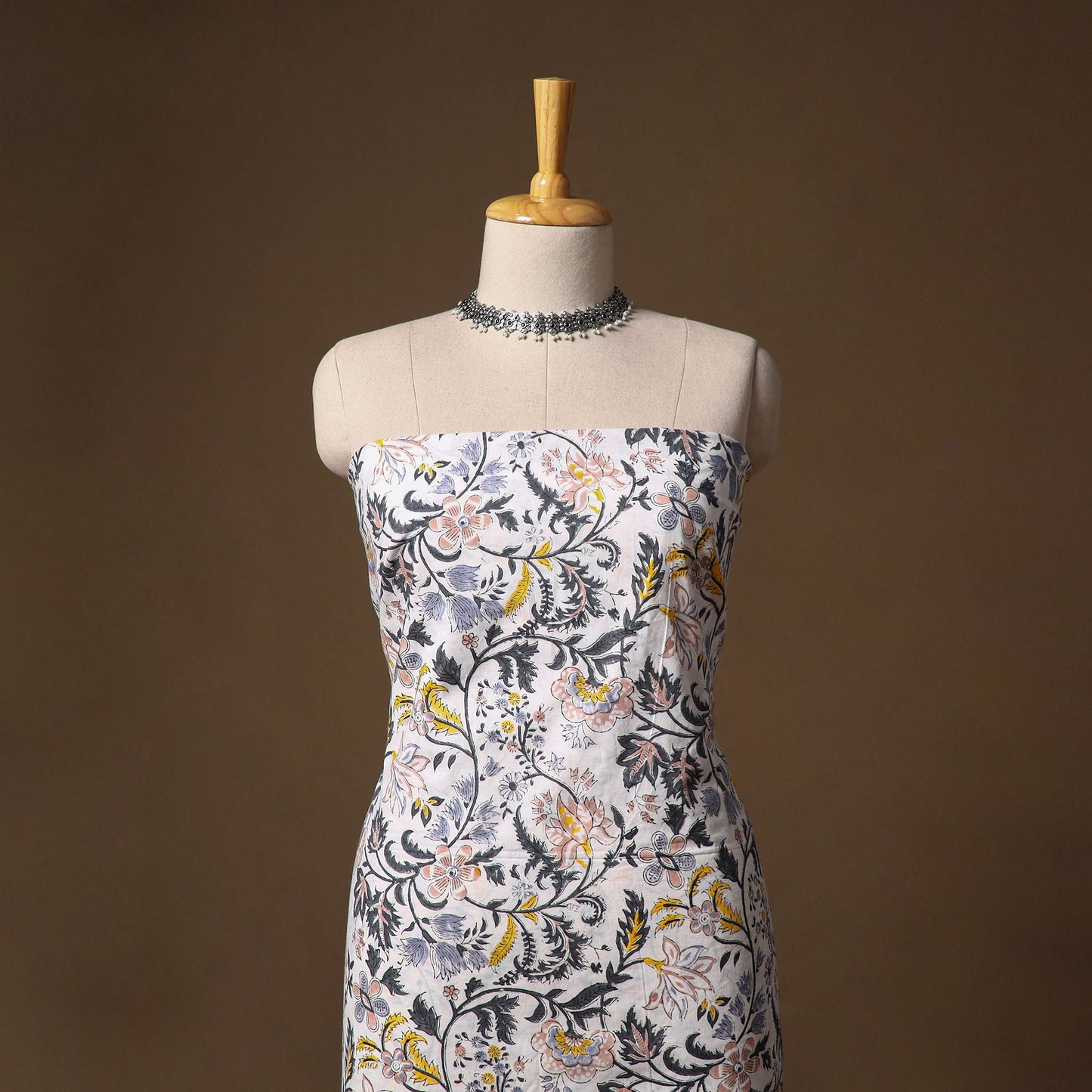 White - sanganeri hand block print cotton 2pc unstitched