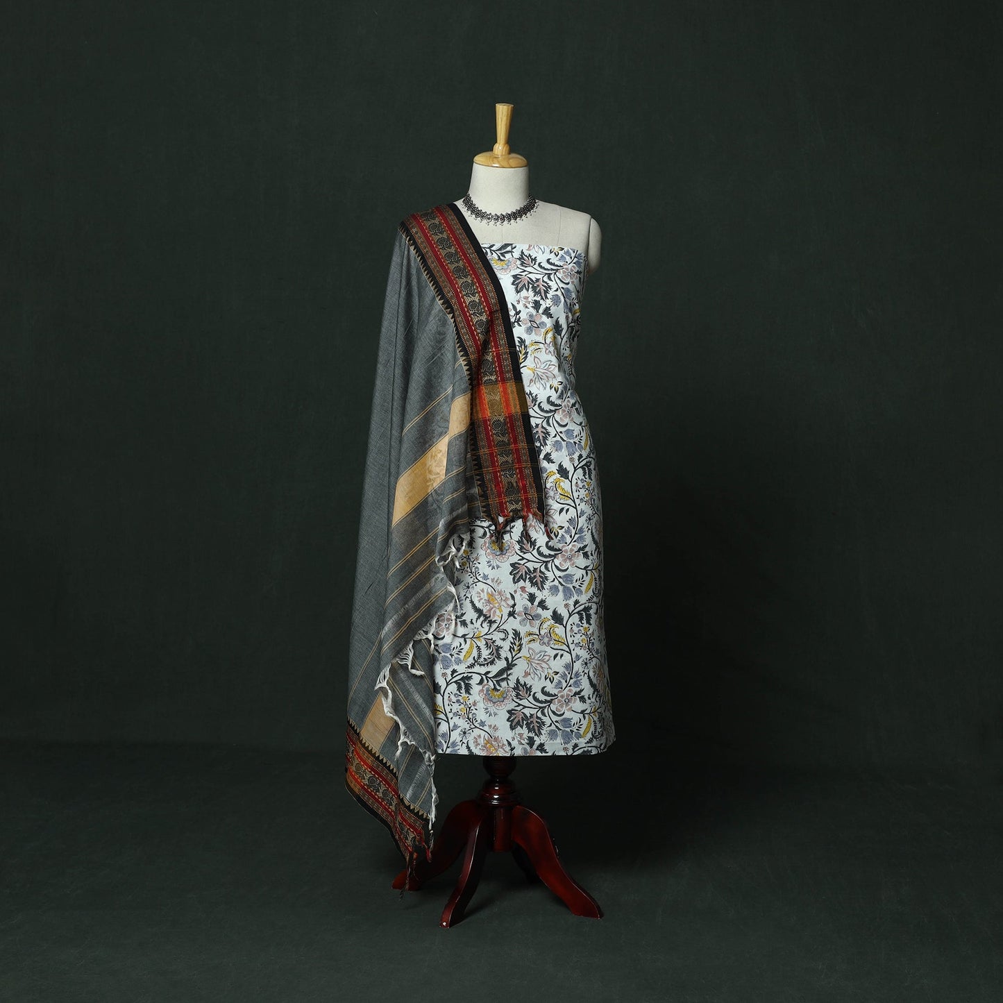 Sanganeri hand block print cotton 2pc unstitched dress