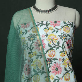 Sanganeri hand block print cotton 2pc unstitched dress