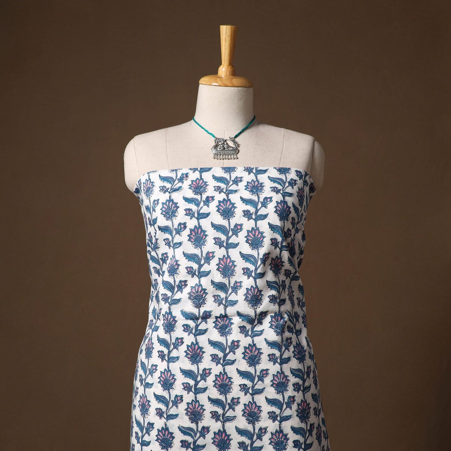 Sanganeri hand block print cotton 2pc unstitched dress