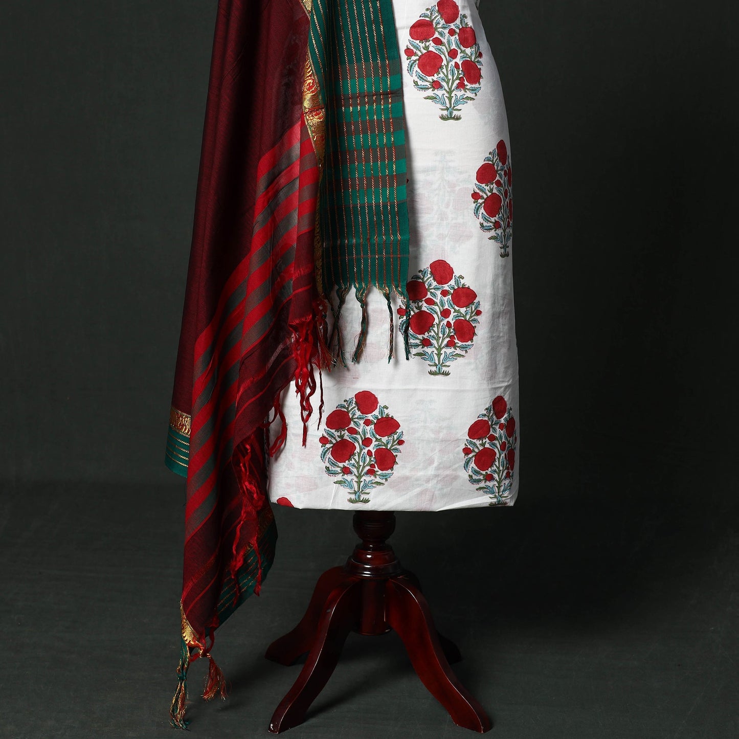 Sanganeri hand block print cotton 2pc unstitched dress