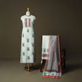 Sanganeri hand block print cotton 3pc unstitched dress