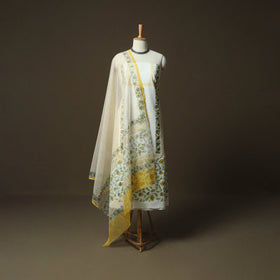 Sanganeri hand block print cotton 3pc unstitched dress