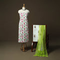 Sanganeri hand block print cotton 3pc unstitched dress