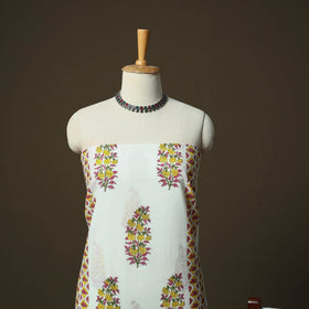 Sanganeri hand block print cotton 3pc unstitched dress
